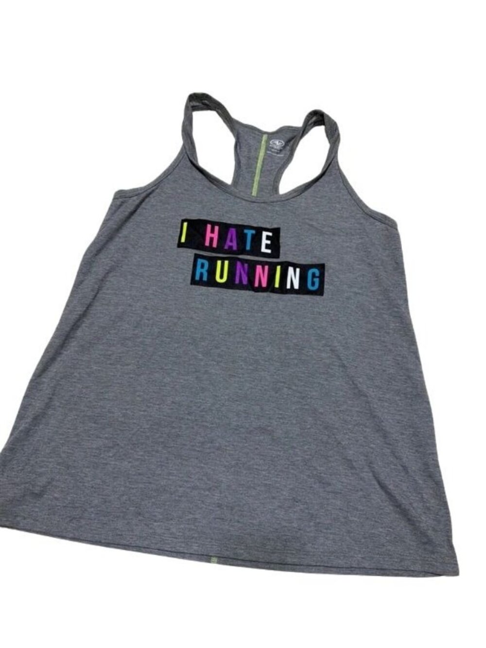 Athletic Works Women's Size L 12-14 I Hate Running Grey Racerback Tank Vest